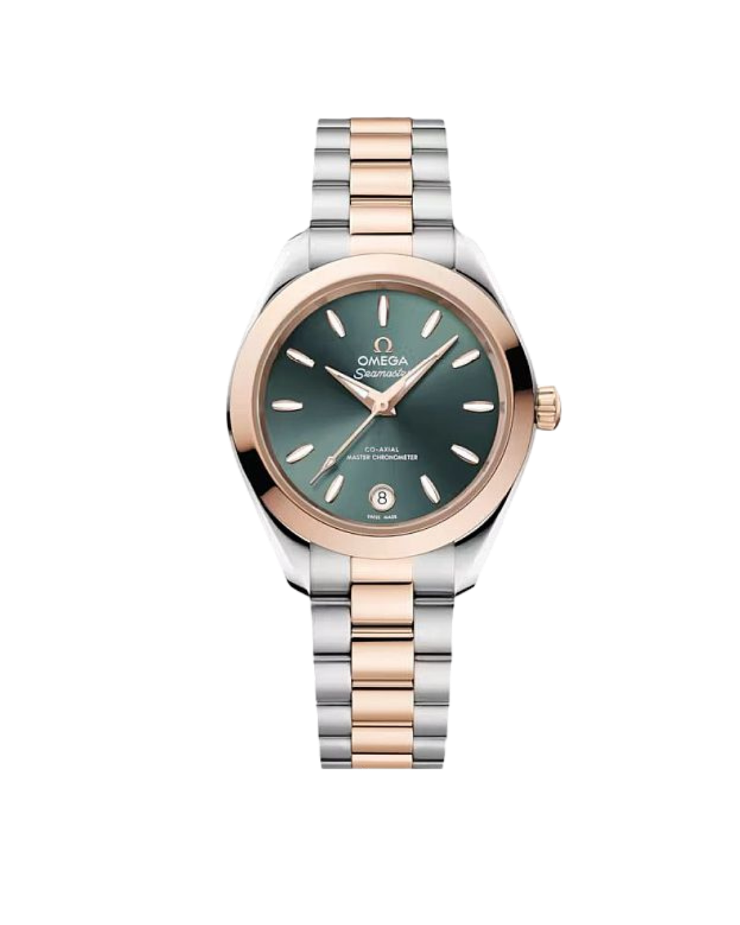 OMEGA SEAMASTER AQUA TERRA 150 AUTOMATIC 30 MM STEEL AND 18 CARAT ROSE GOLD GREEN